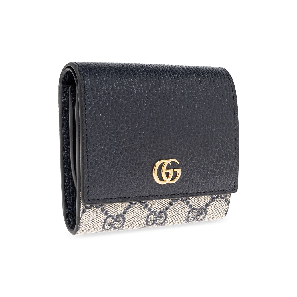 GUCCI GG Marmont Women's Navy Blue Canvas & Leather Wallet | 598587