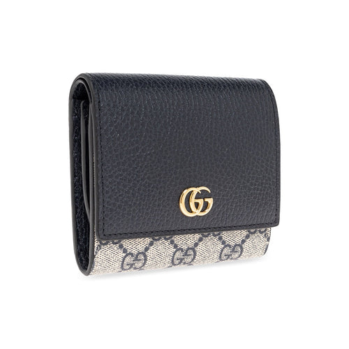 GUCCI GG Marmont Women's Navy Blue Canvas & Leather Wallet | 598587
