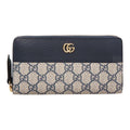 GUCCI GG Marmont Women's Beige & Blue Canvas & Leather Long Zip Wallet | 456117