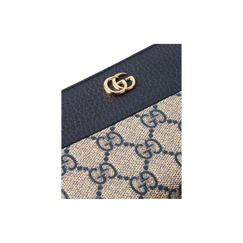 GUCCI GG Marmont Women's Beige & Blue Canvas & Leather Long Zip Wallet | 456117
