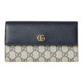 GUCCI GG Marmont Women's Beige & Blue Canvas & Leather Long Snap Wallet | 456116