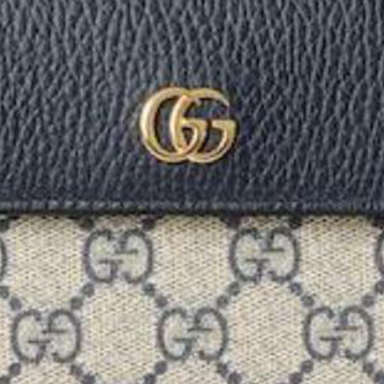 GUCCI GG Marmont Women's Beige & Blue Canvas & Leather Long Snap Wallet | 456116