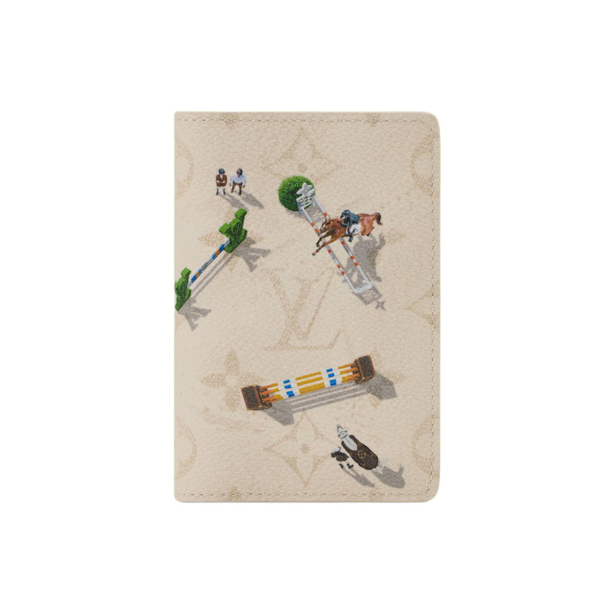 LOUIS VUITTON Pocket Organizer Beige Monogram Coated Canvas Card Holder with Equestrian Print M3A610