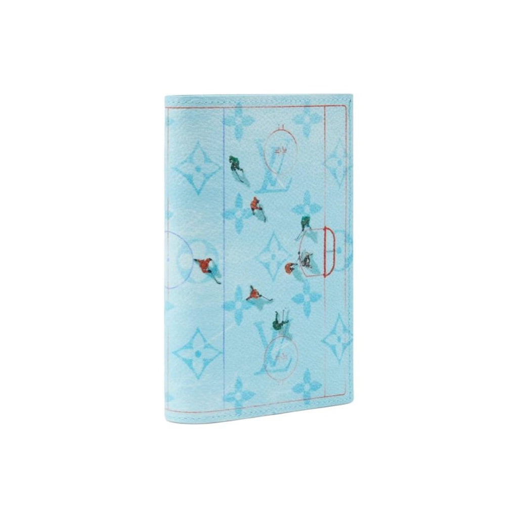 LOUIS VUITTON Sky Blue Coated Canvas Passport Holder with Ice Hockey Print M2B213