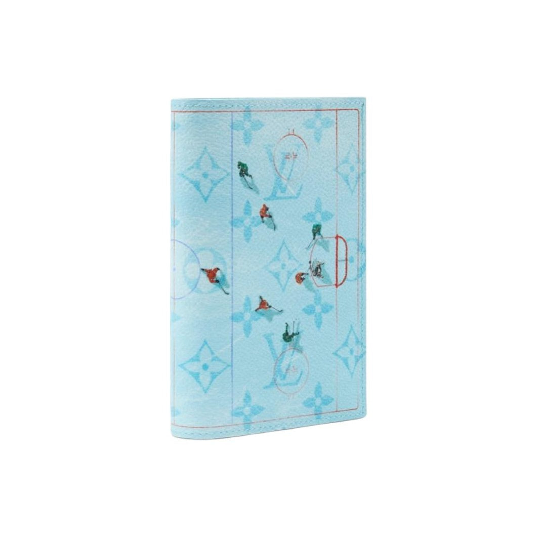LOUIS VUITTON Sky Blue Coated Canvas Passport Holder with Ice Hockey Print M2B213