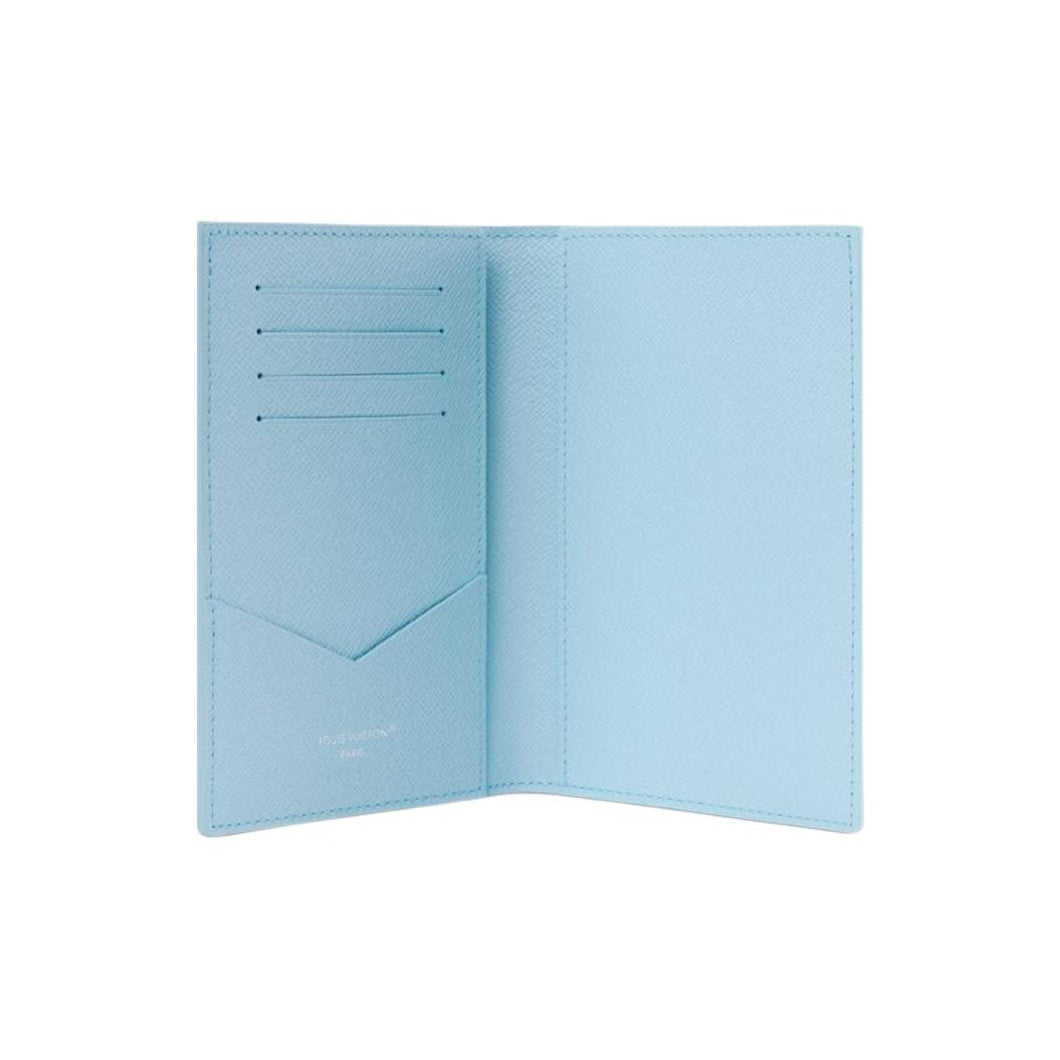 LOUIS VUITTON Sky Blue Coated Canvas Passport Holder with Ice Hockey Print M2B213