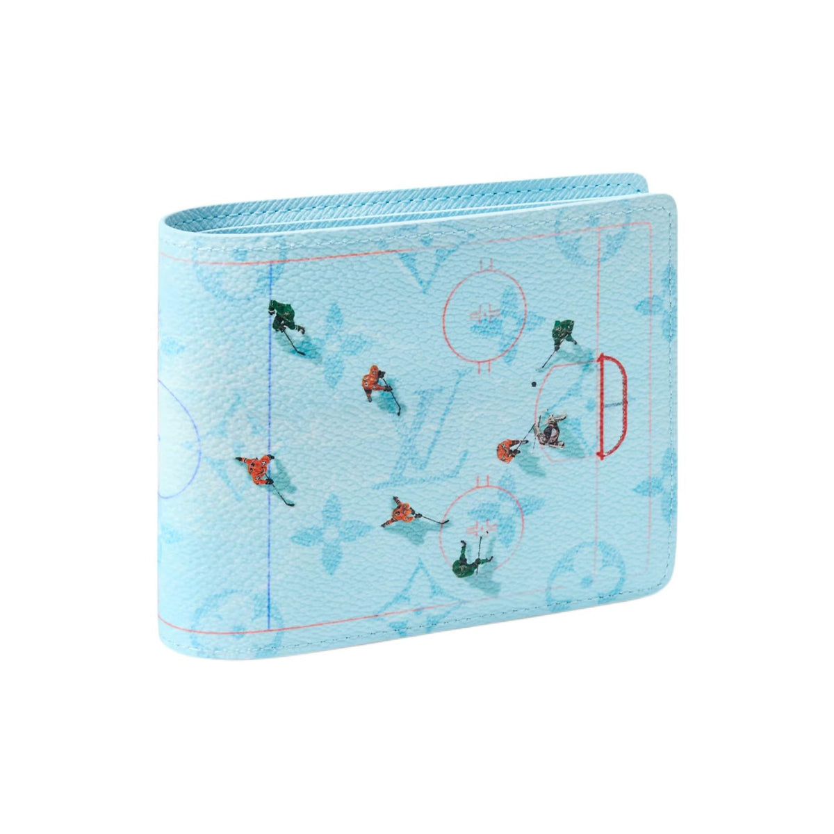 LOUIS VUITTON Multiple Sky Blue Coated Canvas Wallet with Ice Hockey Print M3A546