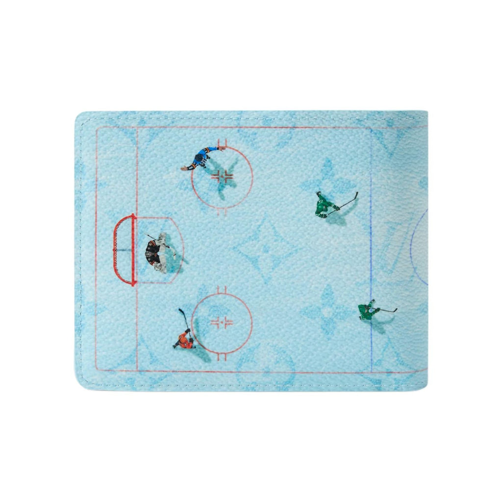 LOUIS VUITTON Multiple Sky Blue Coated Canvas Wallet with Ice Hockey Print M3A546