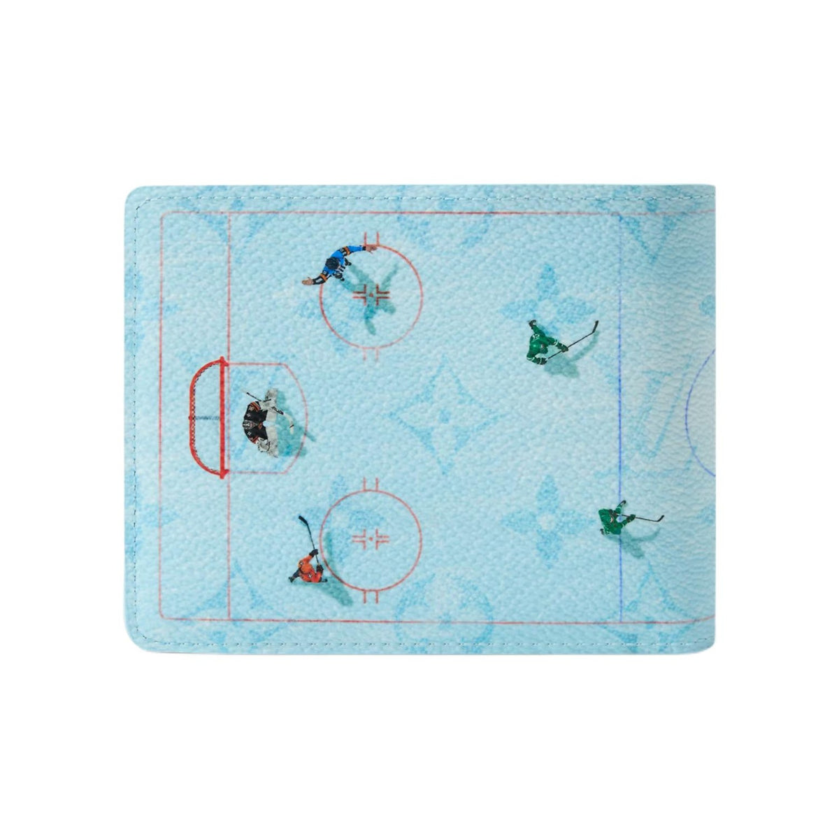 LOUIS VUITTON Multiple Sky Blue Coated Canvas Wallet with Ice Hockey Print M3A546