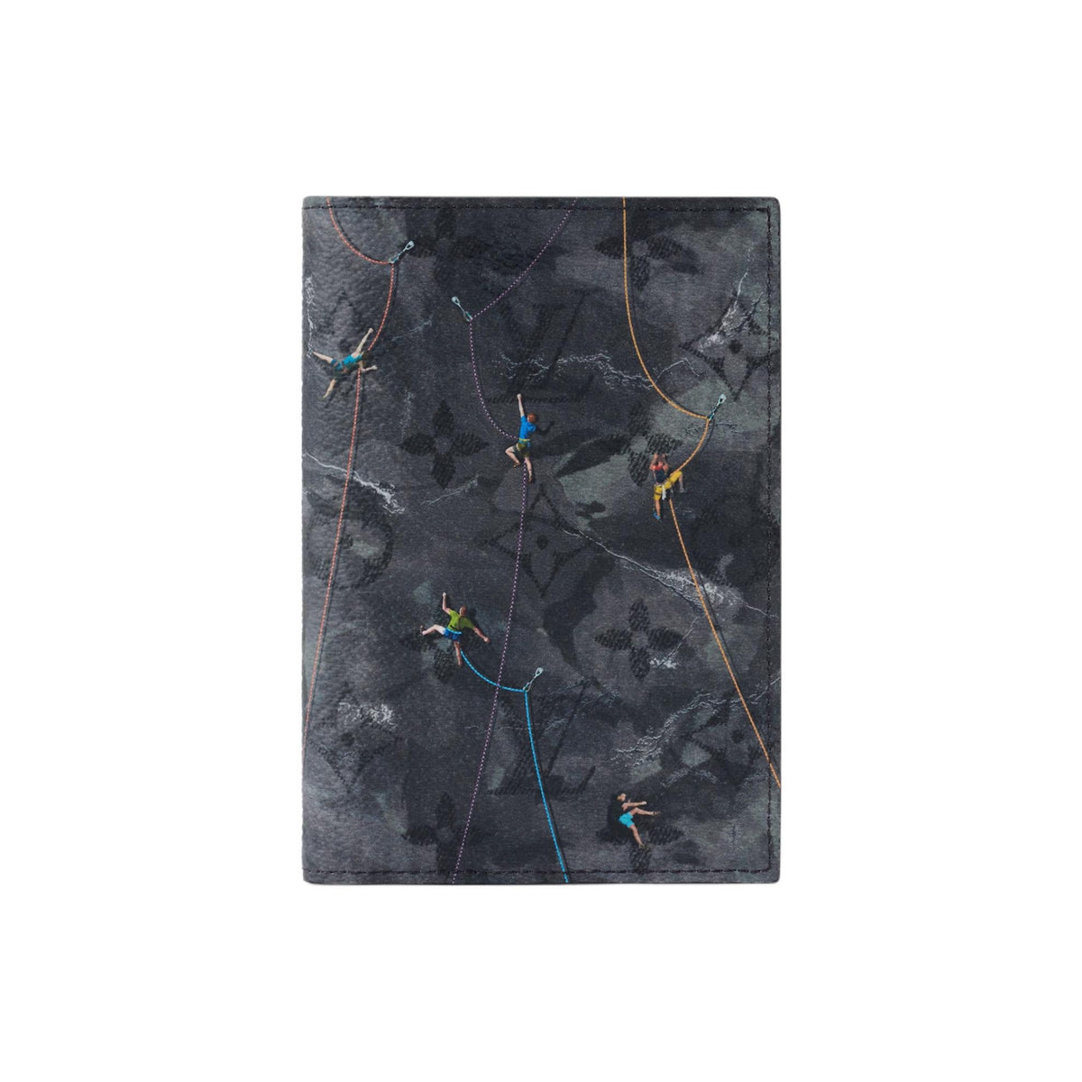 LOUIS VUITTON Dark Gray Coated Canvas Passport Holder with Rock Climbing Print M2B222