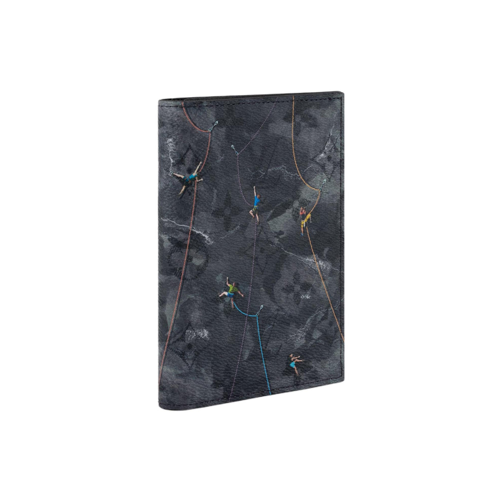 LOUIS VUITTON Dark Gray Coated Canvas Passport Holder with Rock Climbing Print M2B222