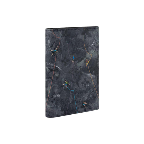 LOUIS VUITTON Dark Gray Coated Canvas Passport Holder with Rock Climbing Print M2B222
