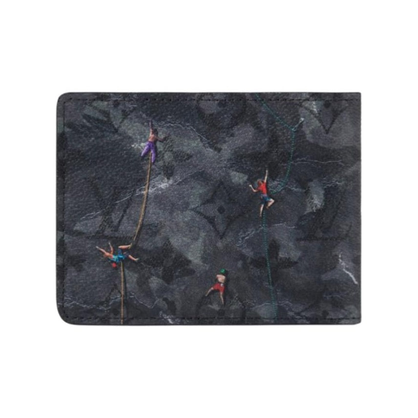 LOUIS VUITTON Multiple Black Synthetic Leather Wallet with Rock Climbing Print M3A545