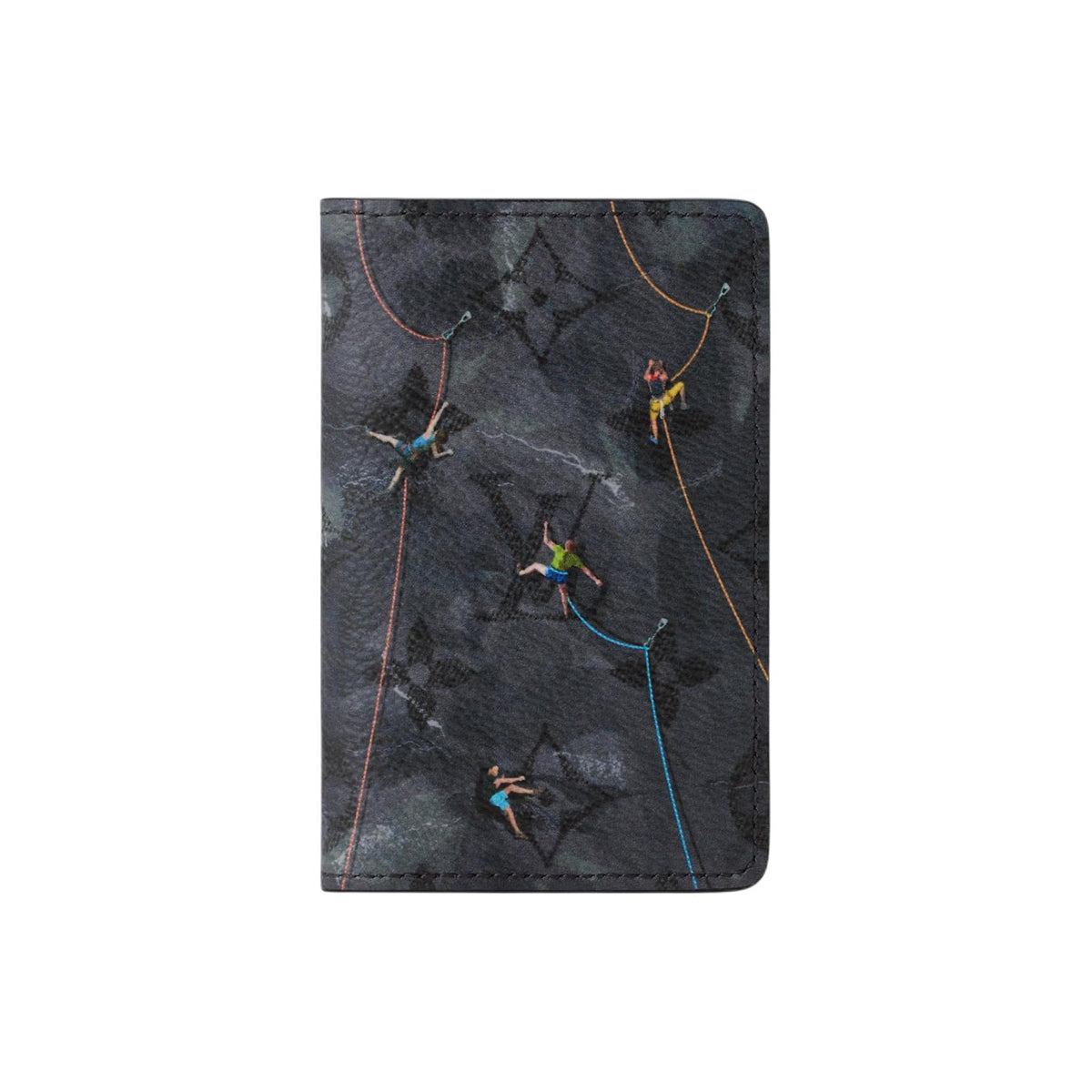 LOUIS VUITTON Pocket Organizer Black Coated Canvas Wallet with Climbing Print M3A538