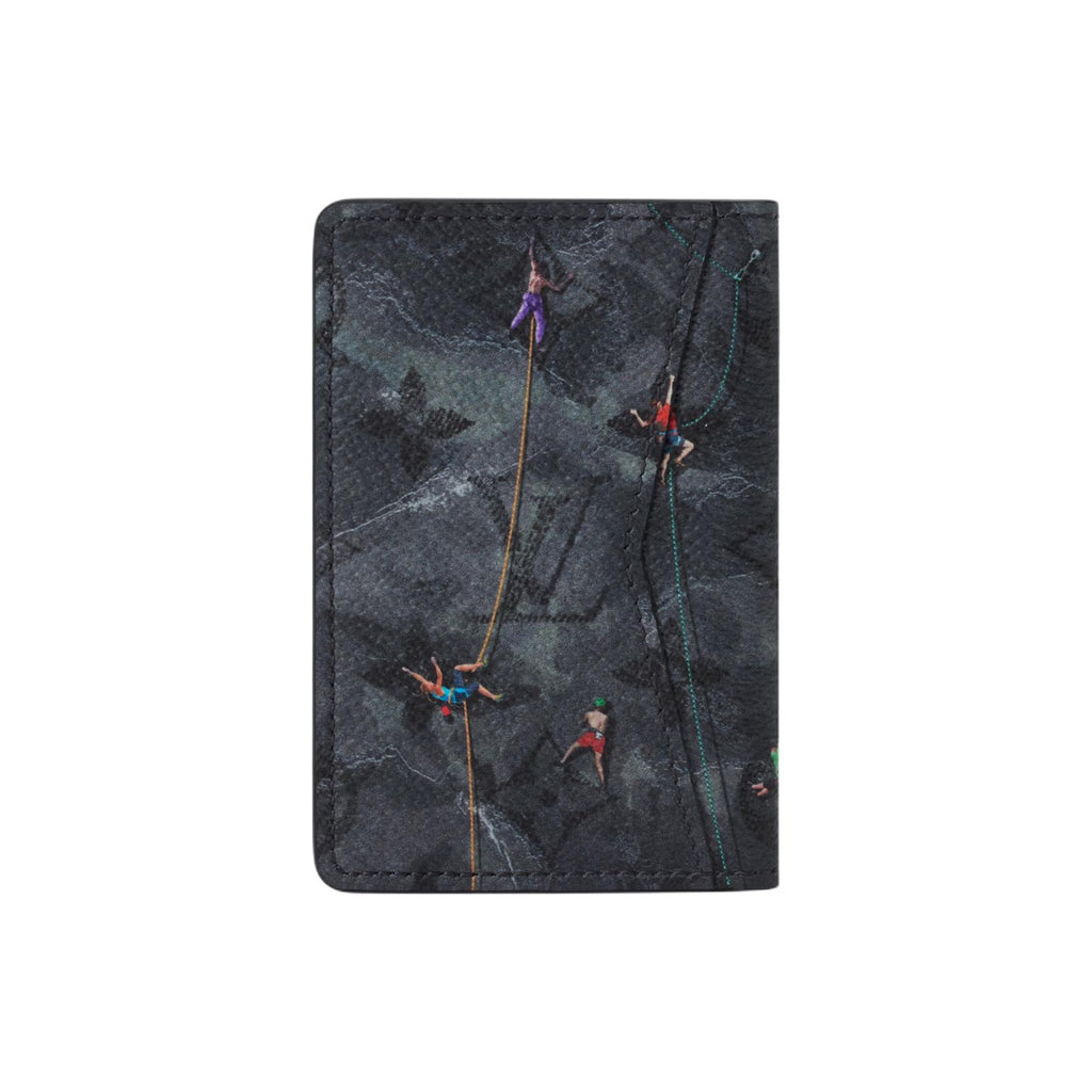 LOUIS VUITTON Pocket Organizer Black Coated Canvas Wallet with Climbing Print M3A538