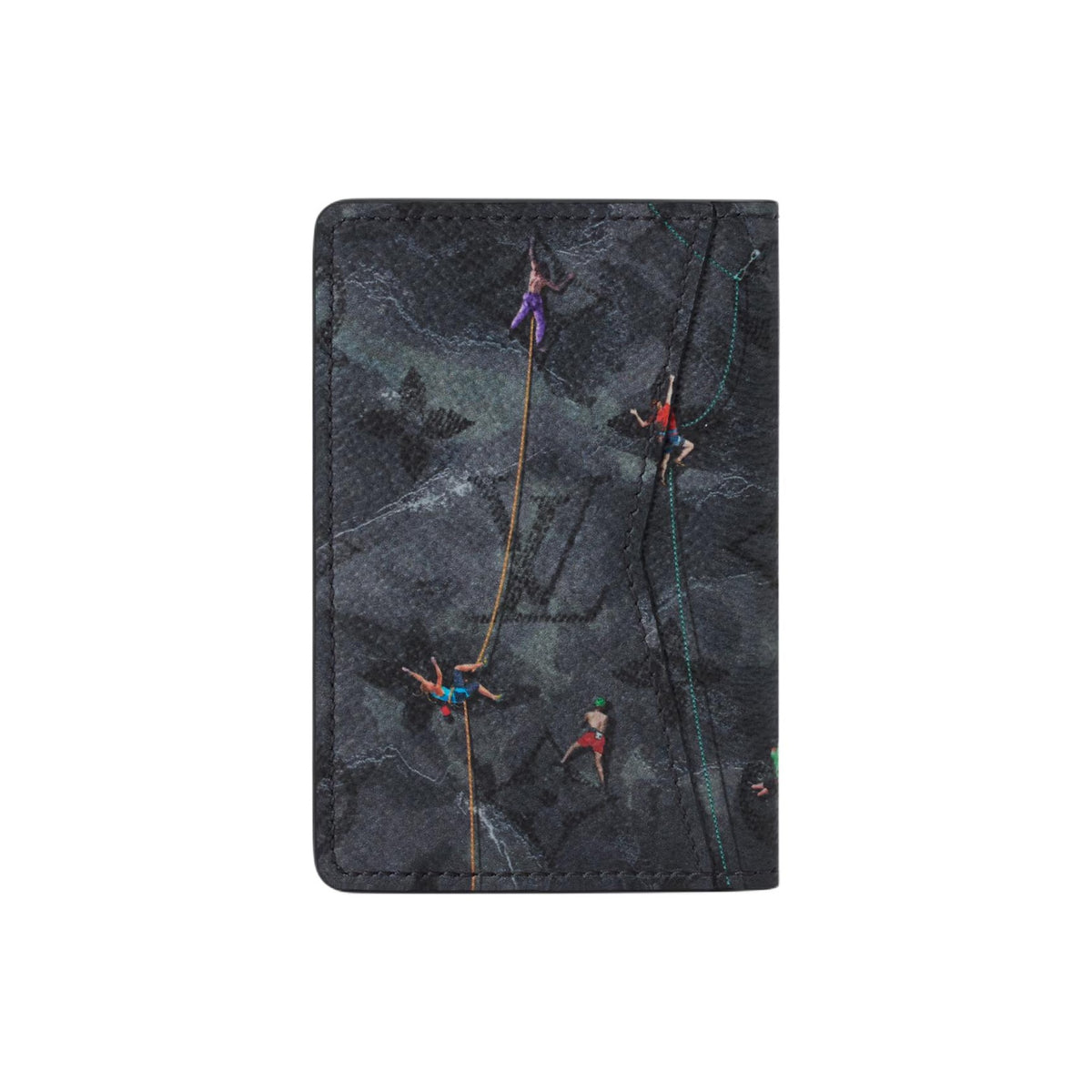 LOUIS VUITTON Pocket Organizer Black Coated Canvas Wallet with Climbing Print M3A538