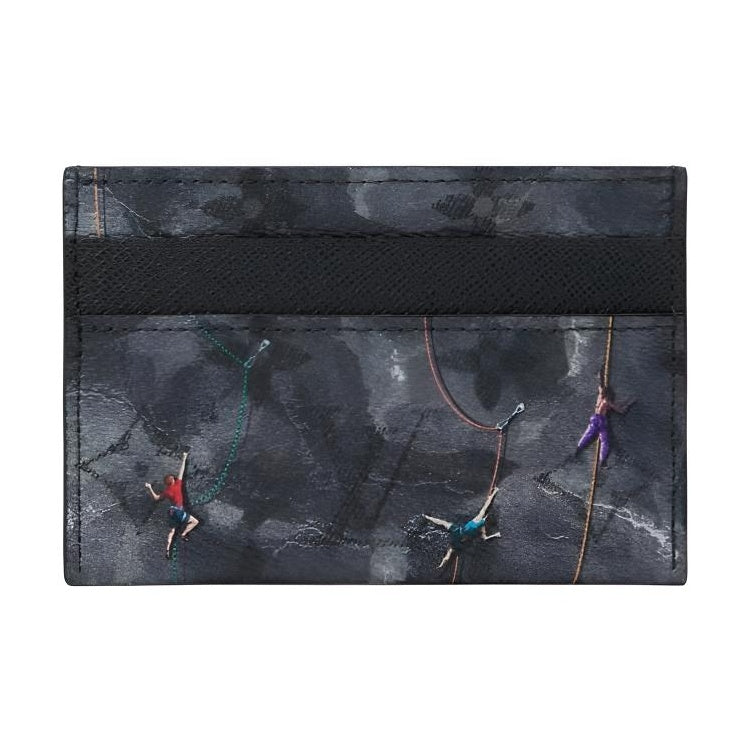 LOUIS VUITTON Double Black and Gray Monogram Coated Canvas Card Holder with Climbing Print M3A687