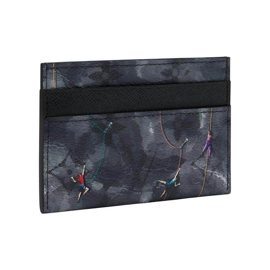 LOUIS VUITTON Double Black and Gray Monogram Coated Canvas Card Holder with Climbing Print M3A687
