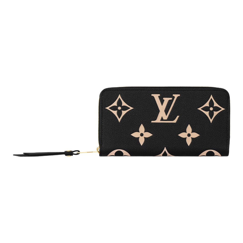 LOUIS VUITTON Zippy Women's Black and Beige Monogram Empreinte Leather Wallet M80481