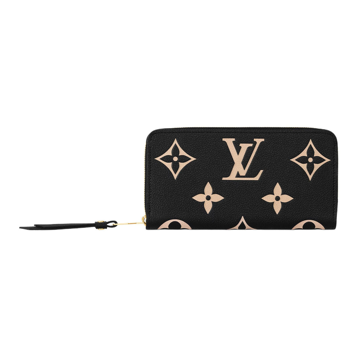 LOUIS VUITTON Zippy Women's Black and Beige Monogram Empreinte Leather Wallet M80481
