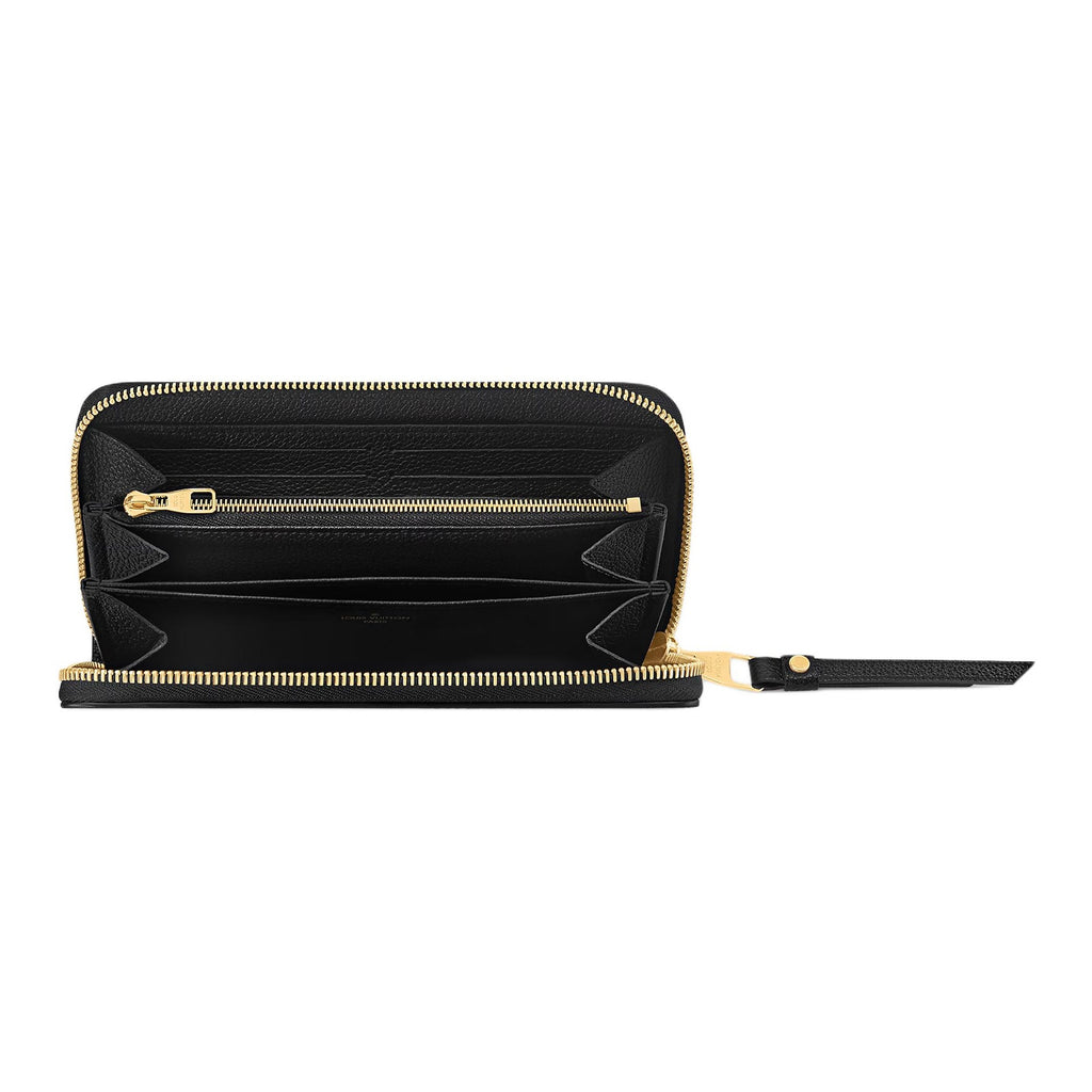 LOUIS VUITTON Zippy Women's Black and Beige Monogram Empreinte Leather Wallet M80481