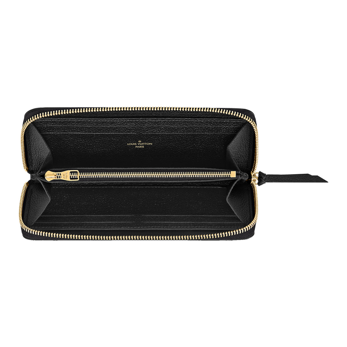 LOUIS VUITTON Clemence Women's Black and Beige Embossed Cowhide Leather Zip Wallet M82338