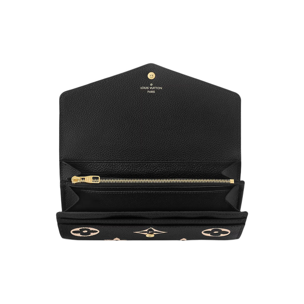 LOUIS VUITTON Sarah Women's Black and Off-White Monogram Empreinte Leather Wallet M80496