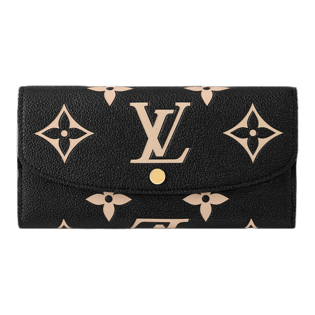 LOUIS VUITTON Emilie Women's Black Embossed Grained Cowhide Leather Wallet M83138