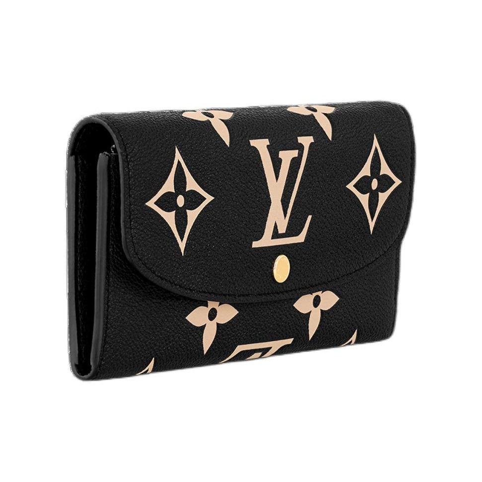 LOUIS VUITTON Emilie Women's Black Embossed Grained Cowhide Leather Wallet M83138