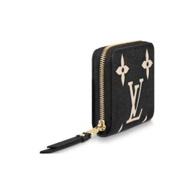 LOUIS VUITTON Zippy Women's Black Embossed Cowhide Leather Zip Wallet M69787