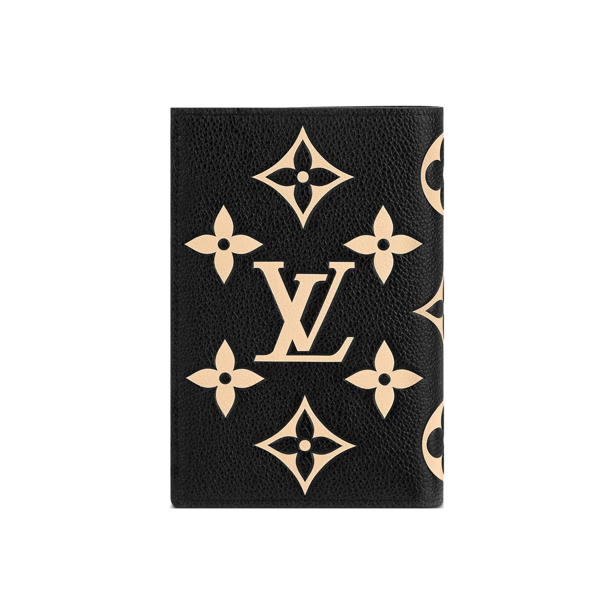 LOUIS VUITTON Women's Black and Beige Embossed Leather Passport Holder M46290