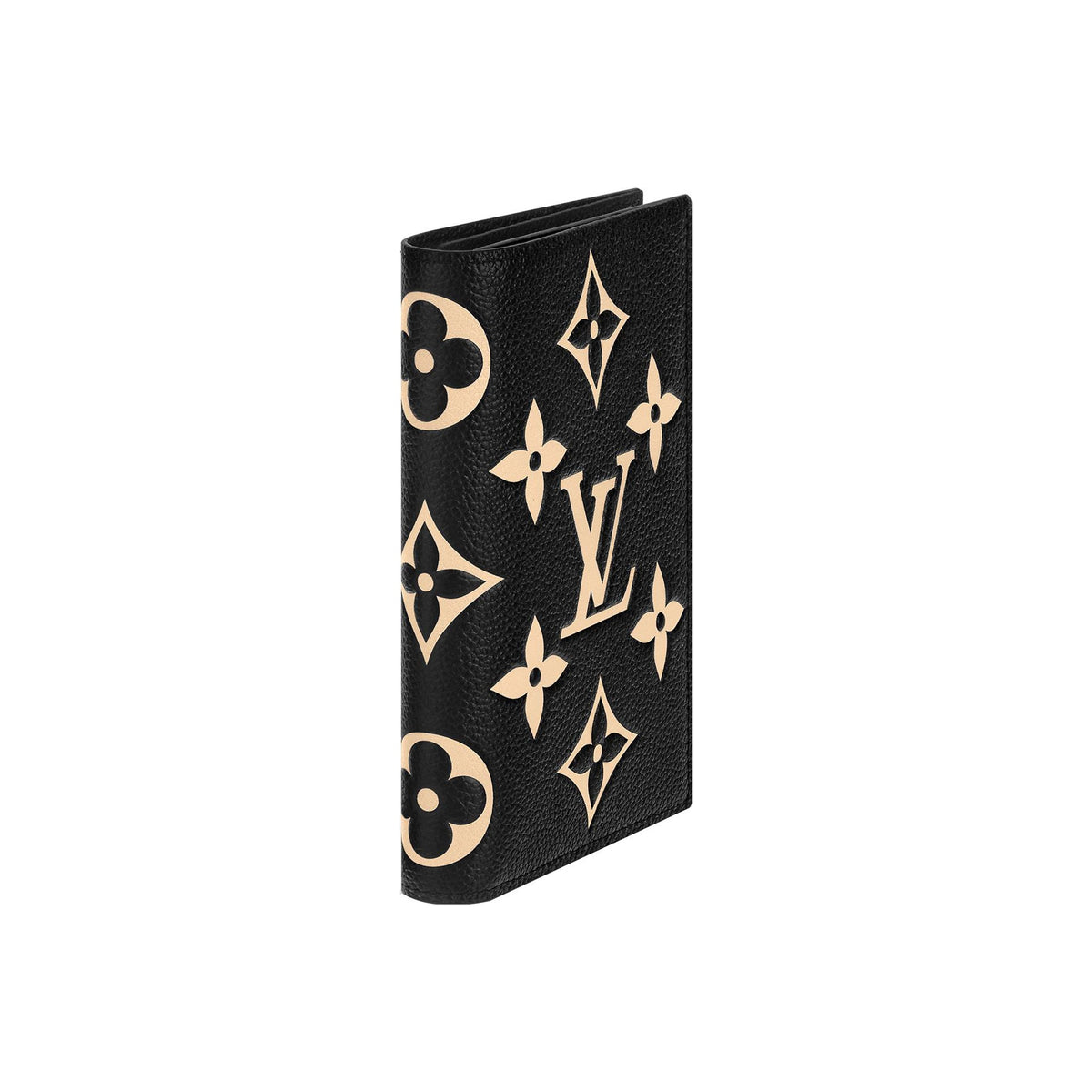 LOUIS VUITTON Women's Black and Beige Embossed Leather Passport Holder M46290