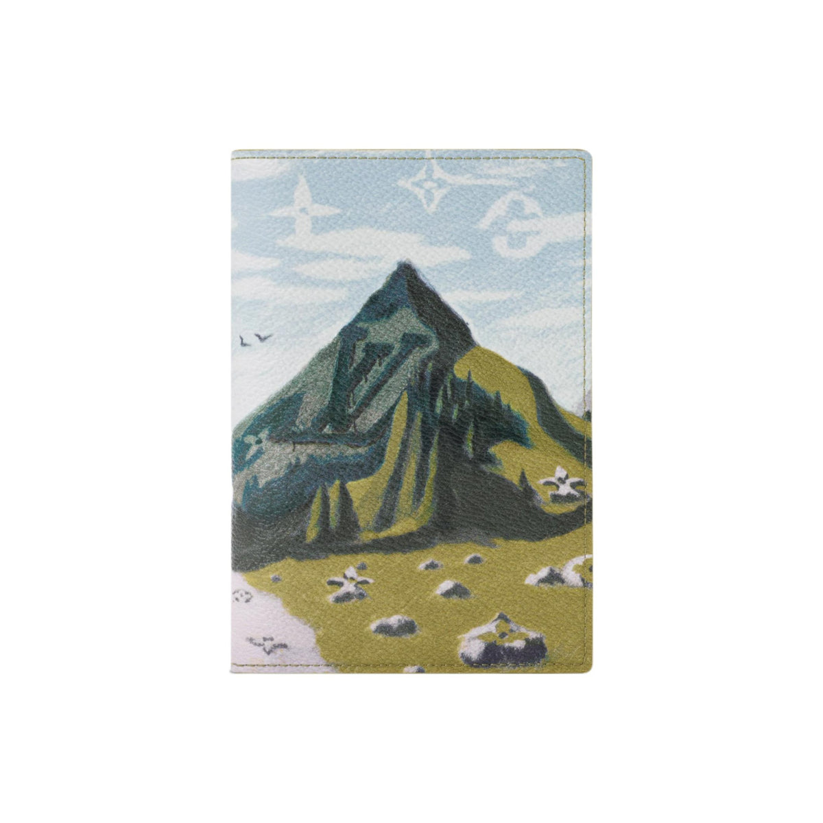 LOUIS VUITTON Men's Green Mountain Illustration Coated Canvas Passport Holder M3A084