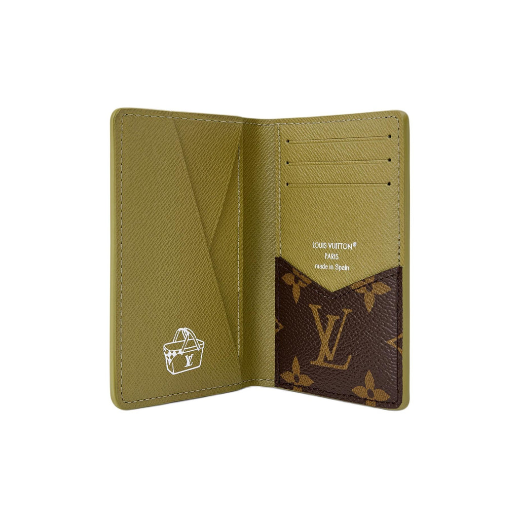 LOUIS VUITTON Pocket Organizer Men's Green Mountain Landscape Coated Canvas Card Holder