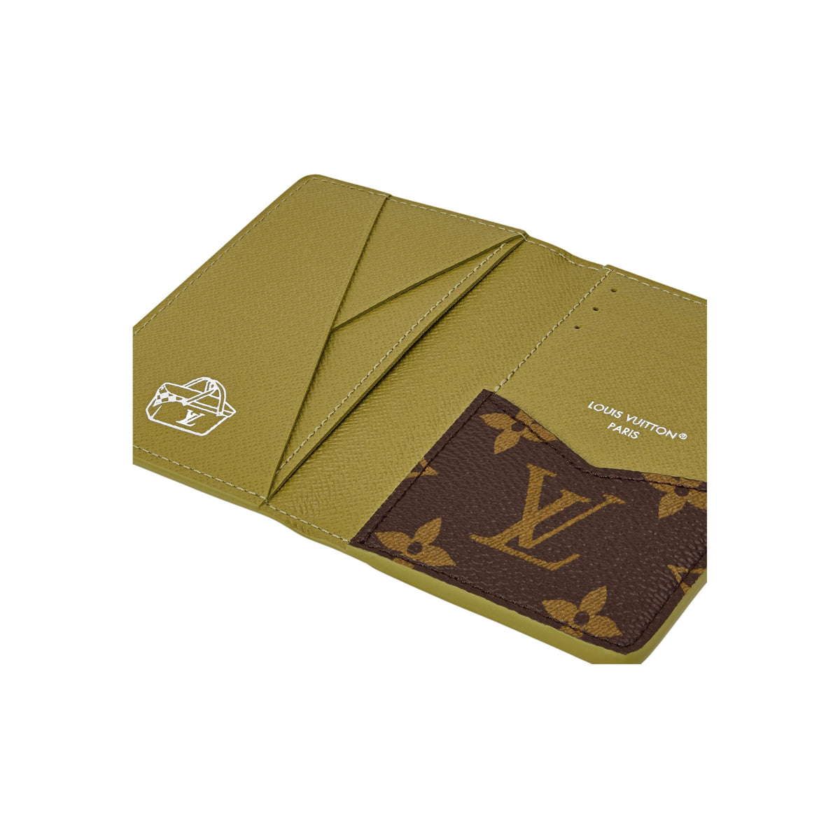 LOUIS VUITTON Pocket Organizer Men's Green Mountain Landscape Coated Canvas Card Holder