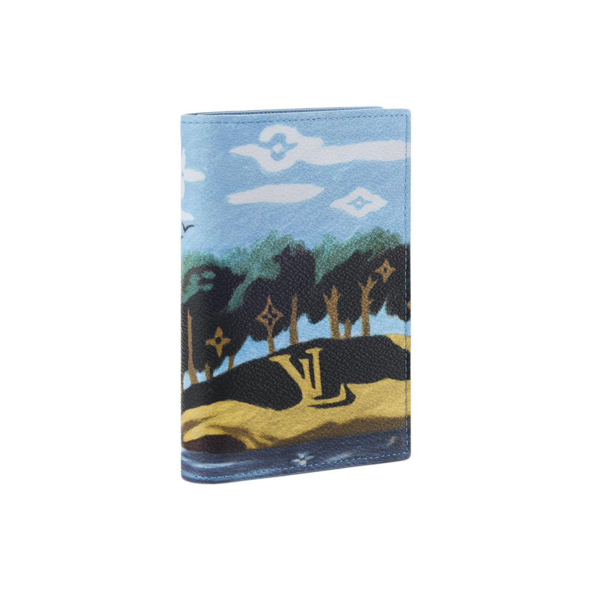 LOUIS VUITTON Men's Twilight Blue Island Coastline Faux Leather Passport Holder M29716