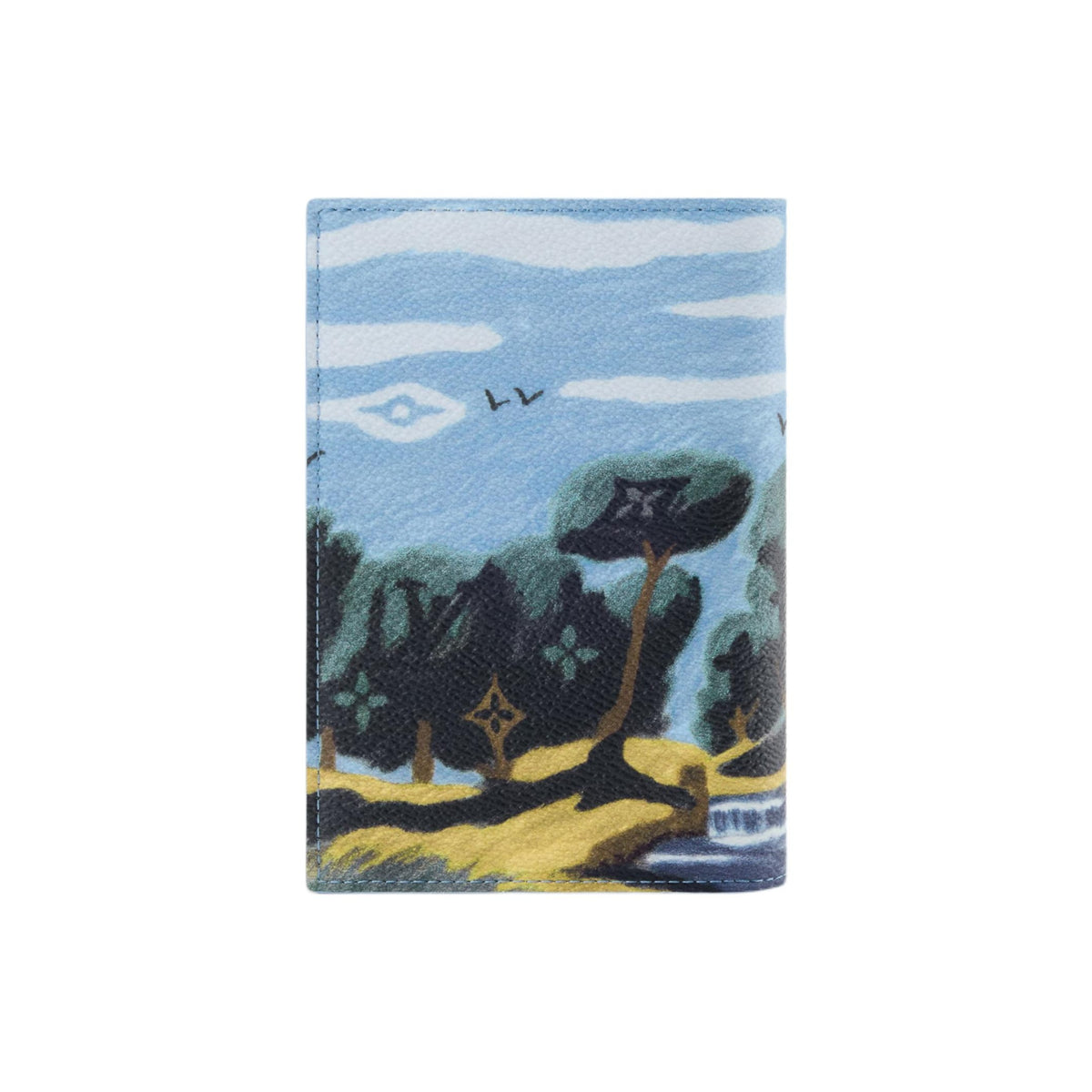 LOUIS VUITTON Men's Twilight Blue Island Coastline Faux Leather Passport Holder M29716