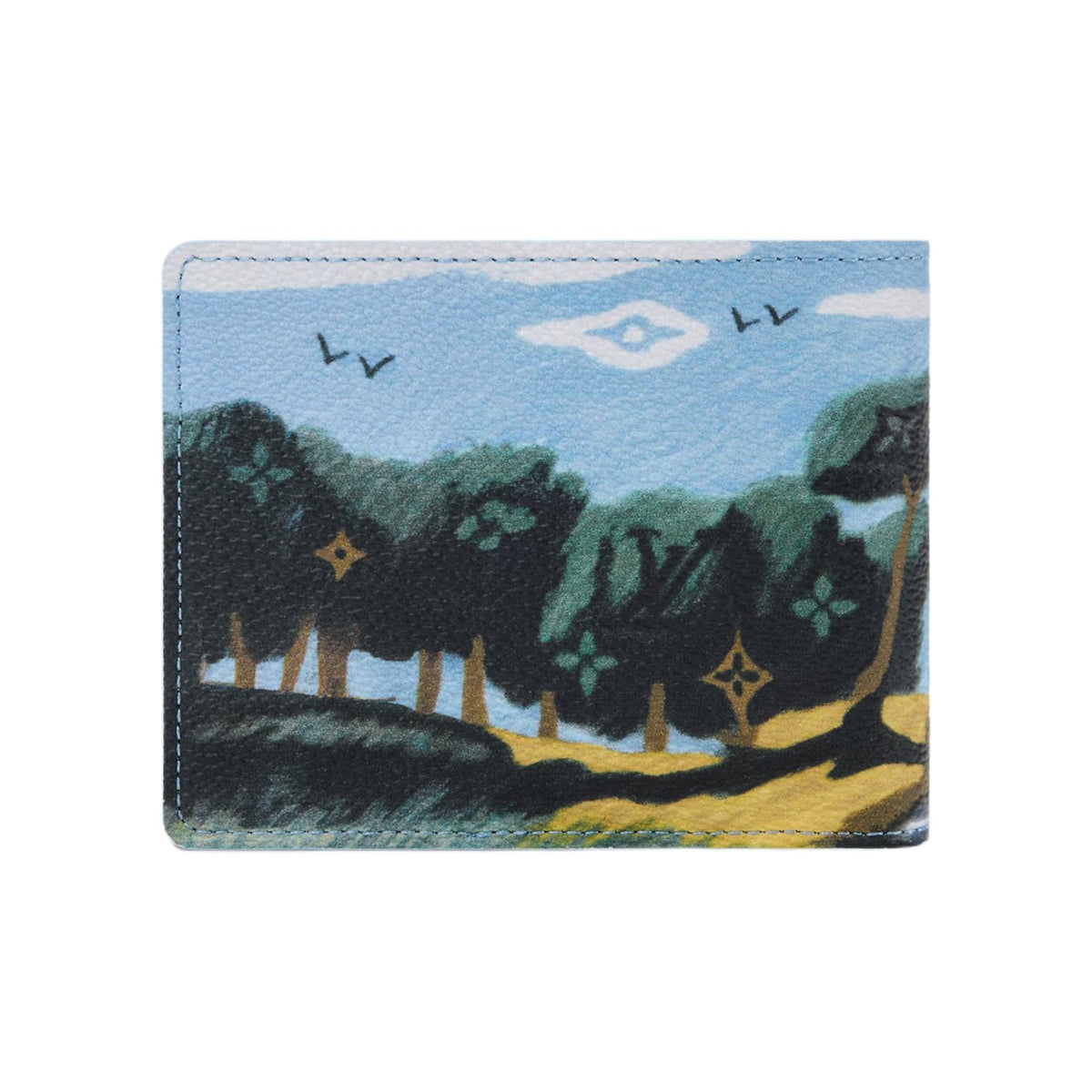 LOUIS VUITTON Slender Men's Blue Island Illustration Coated Canvas and Faux Leather Wallet M29742