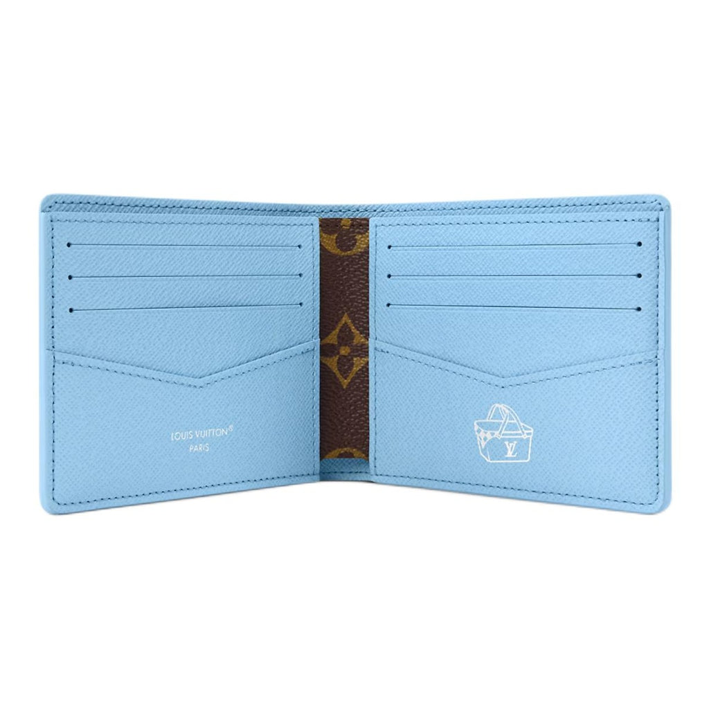 LOUIS VUITTON Slender Men's Blue Island Illustration Coated Canvas and Faux Leather Wallet M29742