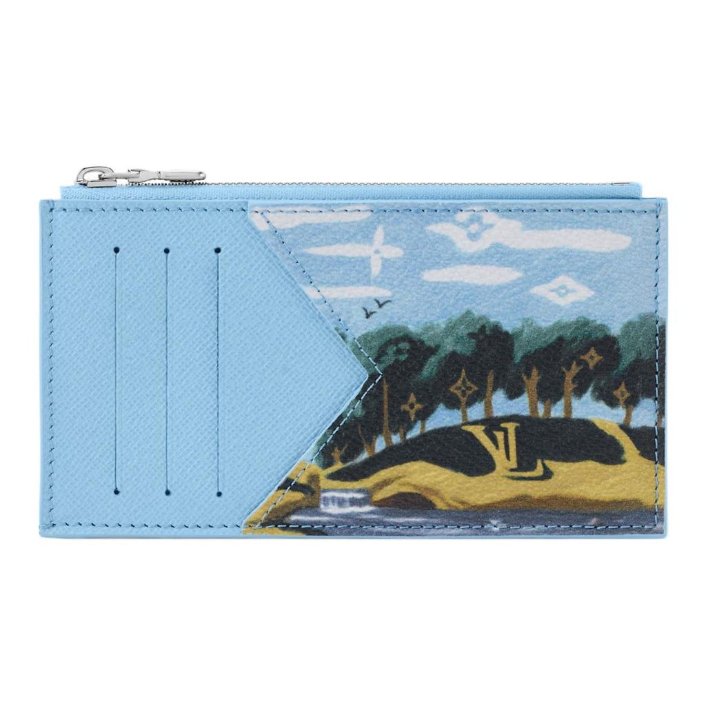 LOUIS VUITTON Men's Blue Mediterranean Beach Coated Canvas Card Holder M3A083