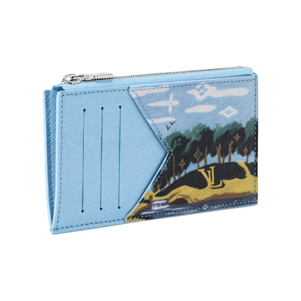 LOUIS VUITTON Men's Blue Mediterranean Beach Coated Canvas Card Holder M3A083
