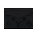 LOUIS VUITTON Triple Card Holder Men's Black Monogram Midnight Canvas and Faux Leather M2A674