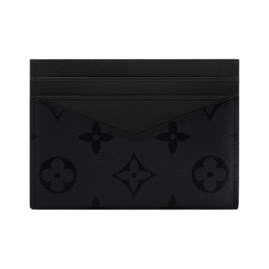 LOUIS VUITTON Triple Card Holder Men's Black Monogram Midnight Canvas and Faux Leather M2A674