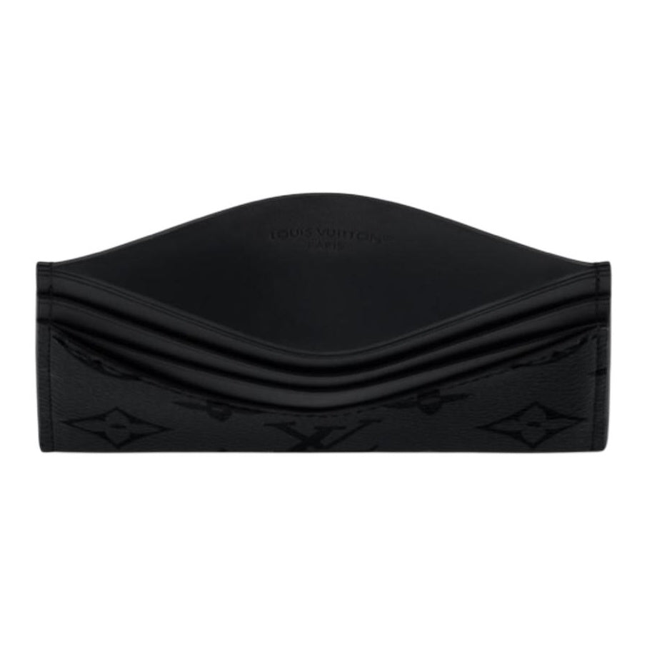 LOUIS VUITTON Triple Card Holder Men's Black Monogram Midnight Canvas and Faux Leather M2A674