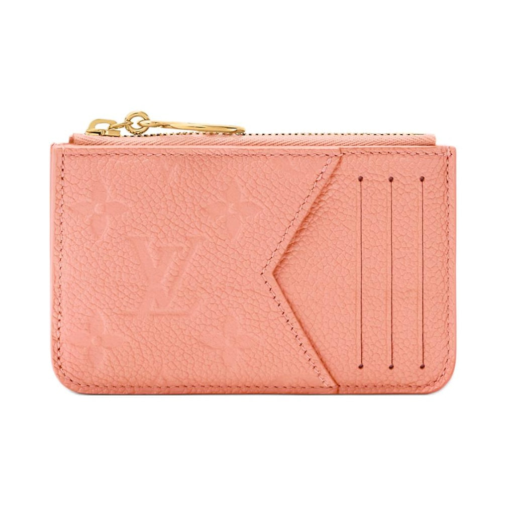 LOUIS VUITTON Romy Women's Strawberry Pink Cowhide Leather Zip Card Holder M27667