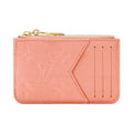 LOUIS VUITTON Romy Women's Strawberry Pink Cowhide Leather Zip Card Holder M27667