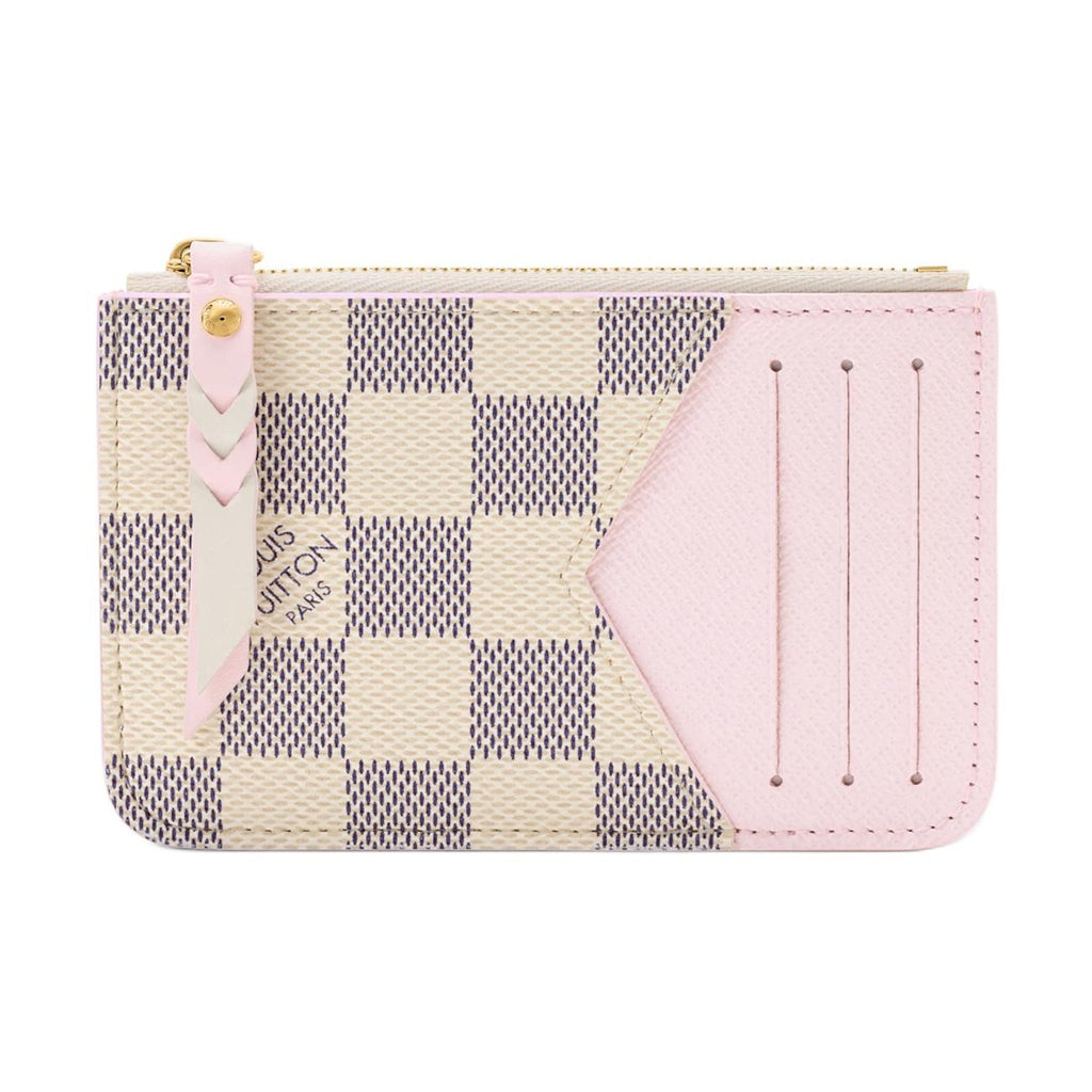 LOUIS VUITTON Romy Women's Cream and Purple Checkerboard Coated Canvas Card Holder N40922
