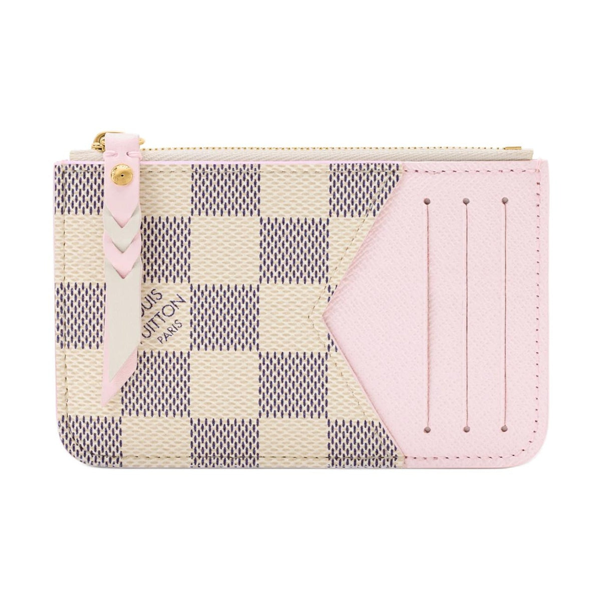 LOUIS VUITTON Romy Women's Cream and Purple Checkerboard Coated Canvas Card Holder N40922