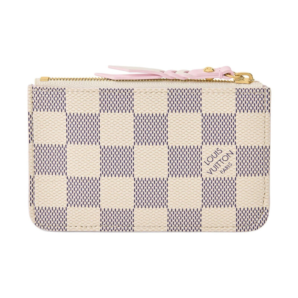 LOUIS VUITTON Romy Women's Cream and Purple Checkerboard Coated Canvas Card Holder N40922
