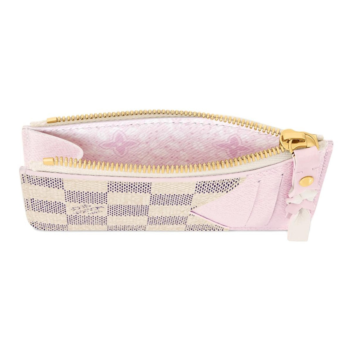 LOUIS VUITTON Romy Checkerboard Coated Canvas Card Holder - Cream and Purple - N40922